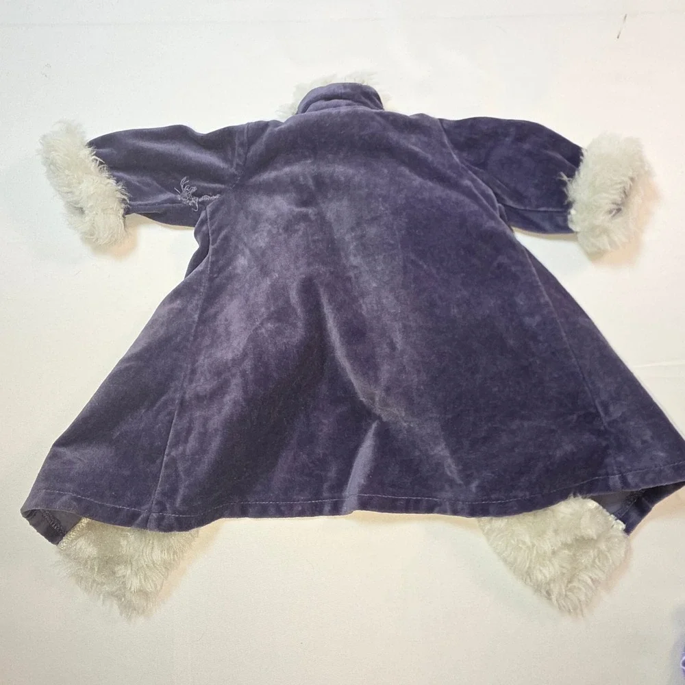 American Girl Samanthas Velvet Holiday Coat Faux Fur Trim Frog Closures 18